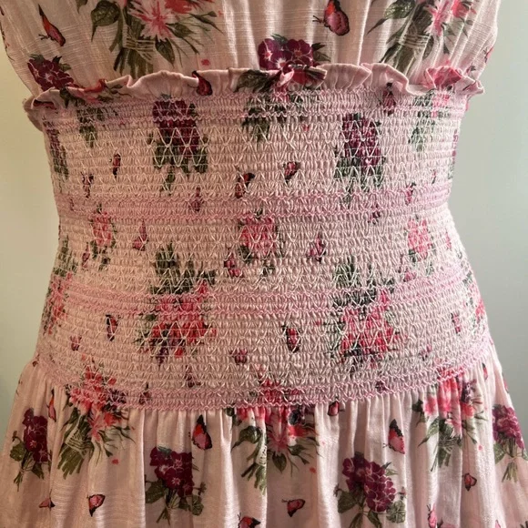 Floral Pink Smocked Dress - Picture 5 of 6